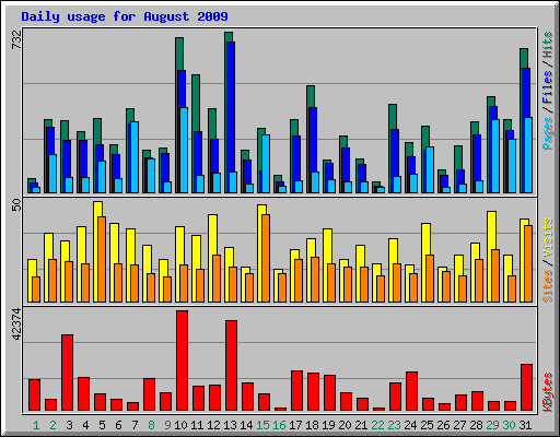 Daily usage for August 2009