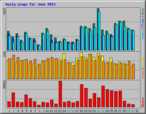 Daily usage for June 2013