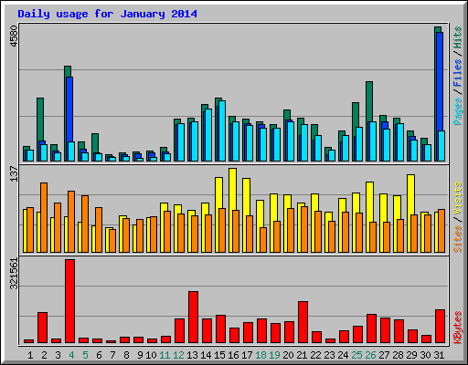 Daily usage for January 2014