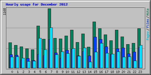 Hourly usage for December 2012