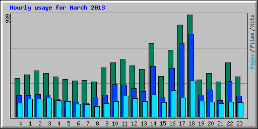 Hourly usage for March 2013