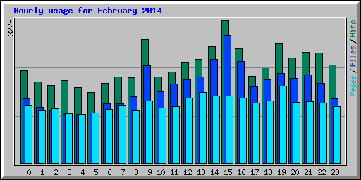 Hourly usage for February 2014